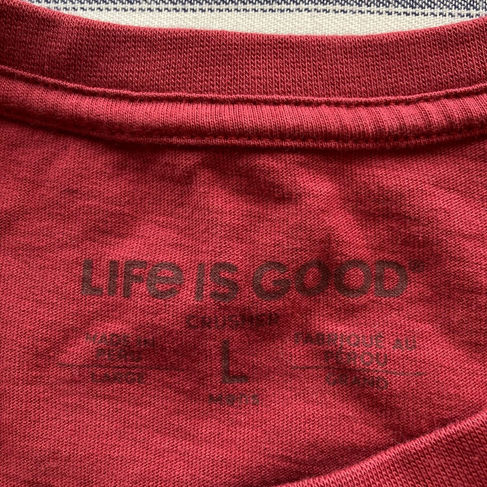 Life Is Good Mens Crusher Burgundy Red Long Sleeve Cotton Shirt, Size Large - Picture 3 of 9